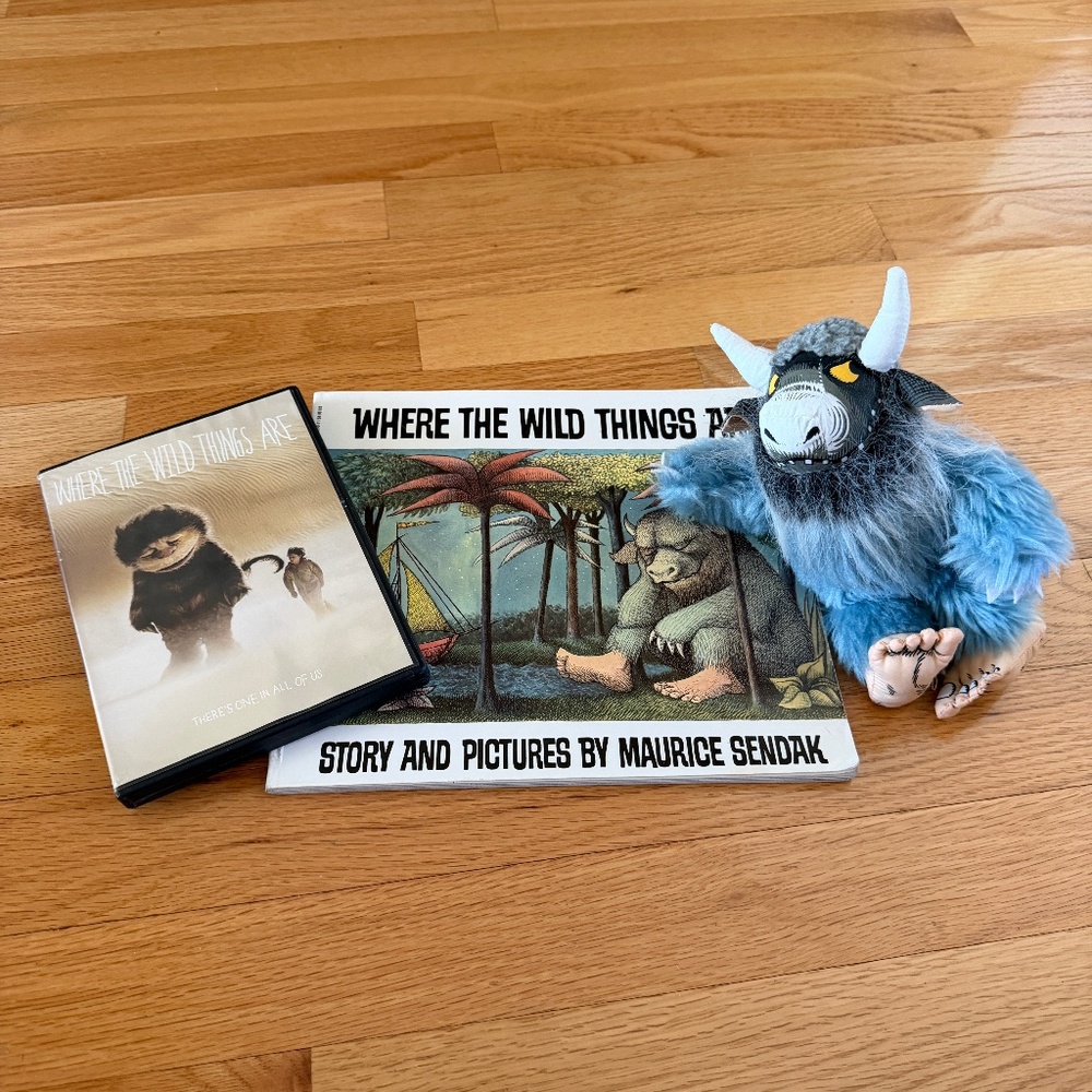 Where The Wild Things Are Paperback Book, DVD Movie, Plush Bernard Monster